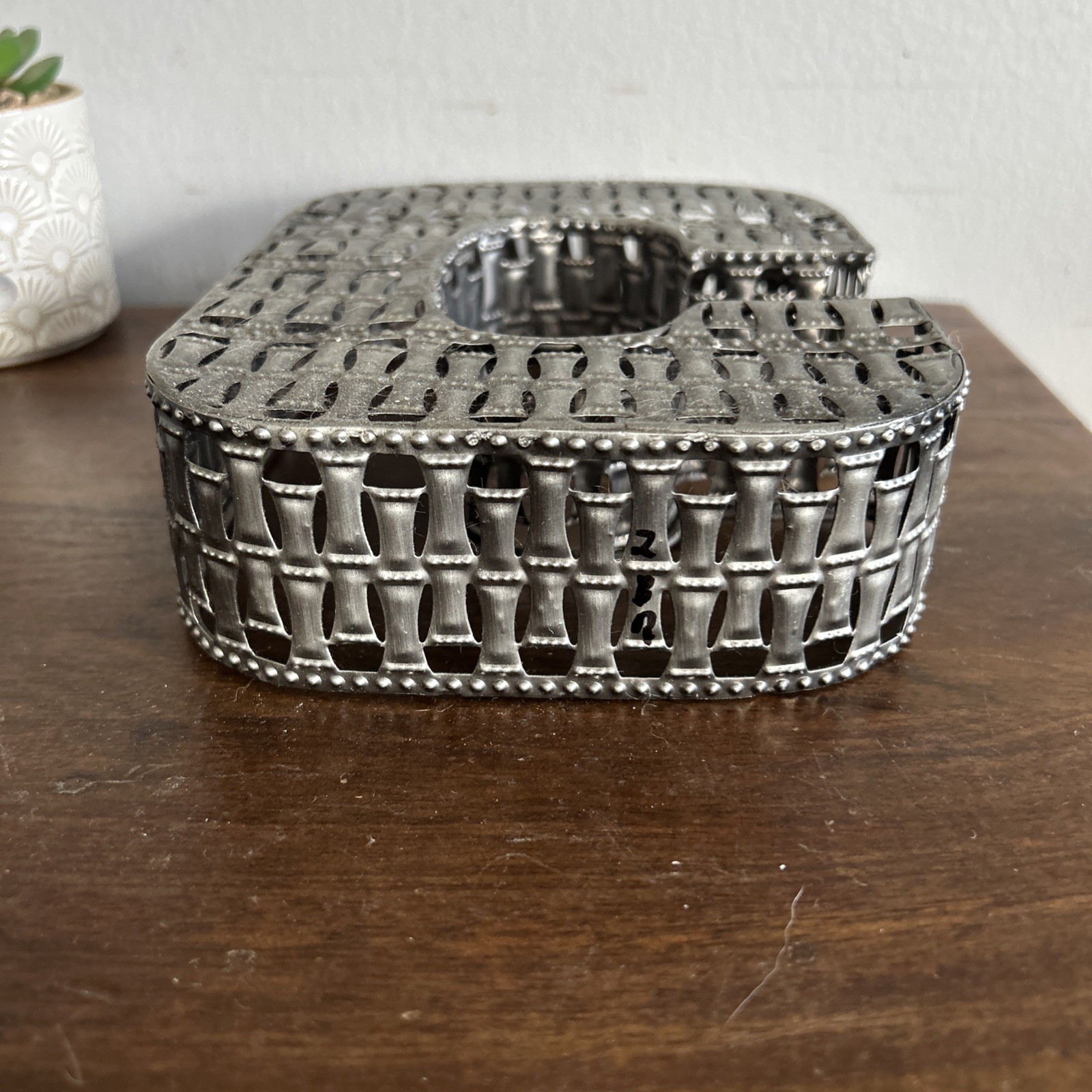 Decorative Metal Block Letter ‘C’ – Silver Filigree Shelf Or Wall Decor 7 In