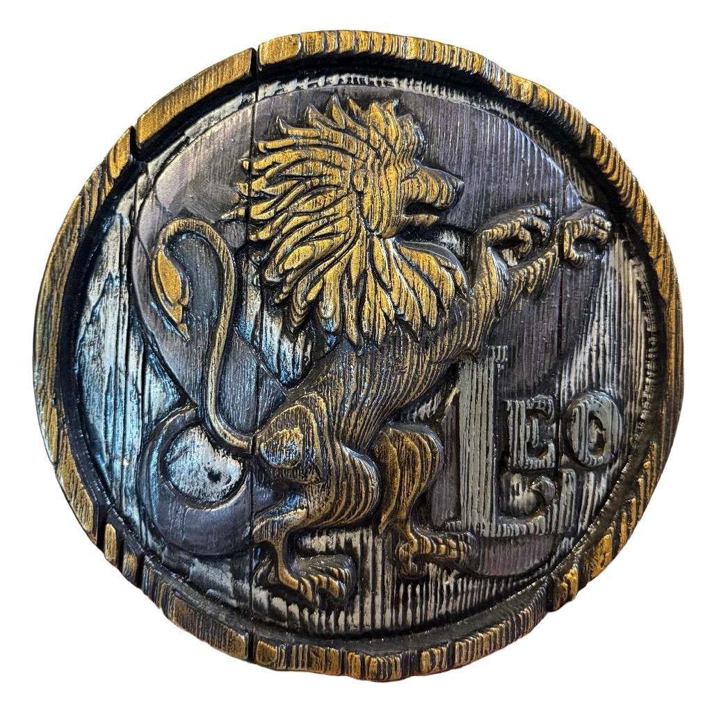 HAND PAINTED Plaster 3D LEO Rampant LION Horoscope ZODIAC Astrology WALL PLAQUE