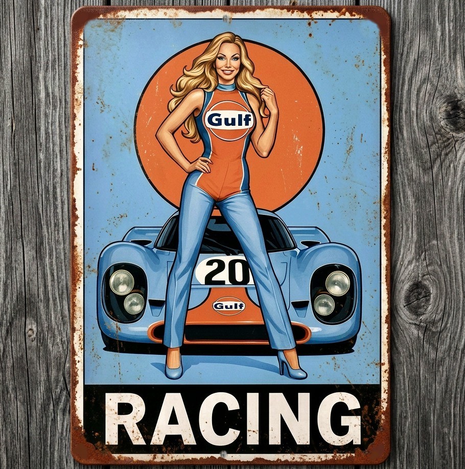 Gulf Racing 12 x 18 Vintage Novelty Metal Sign Made In USA New!
