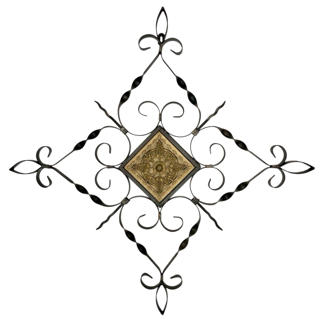 Large Ornate Metal Wall Hanging Floral Scrolling Oil Rubbed Bronze Tuscan Style
