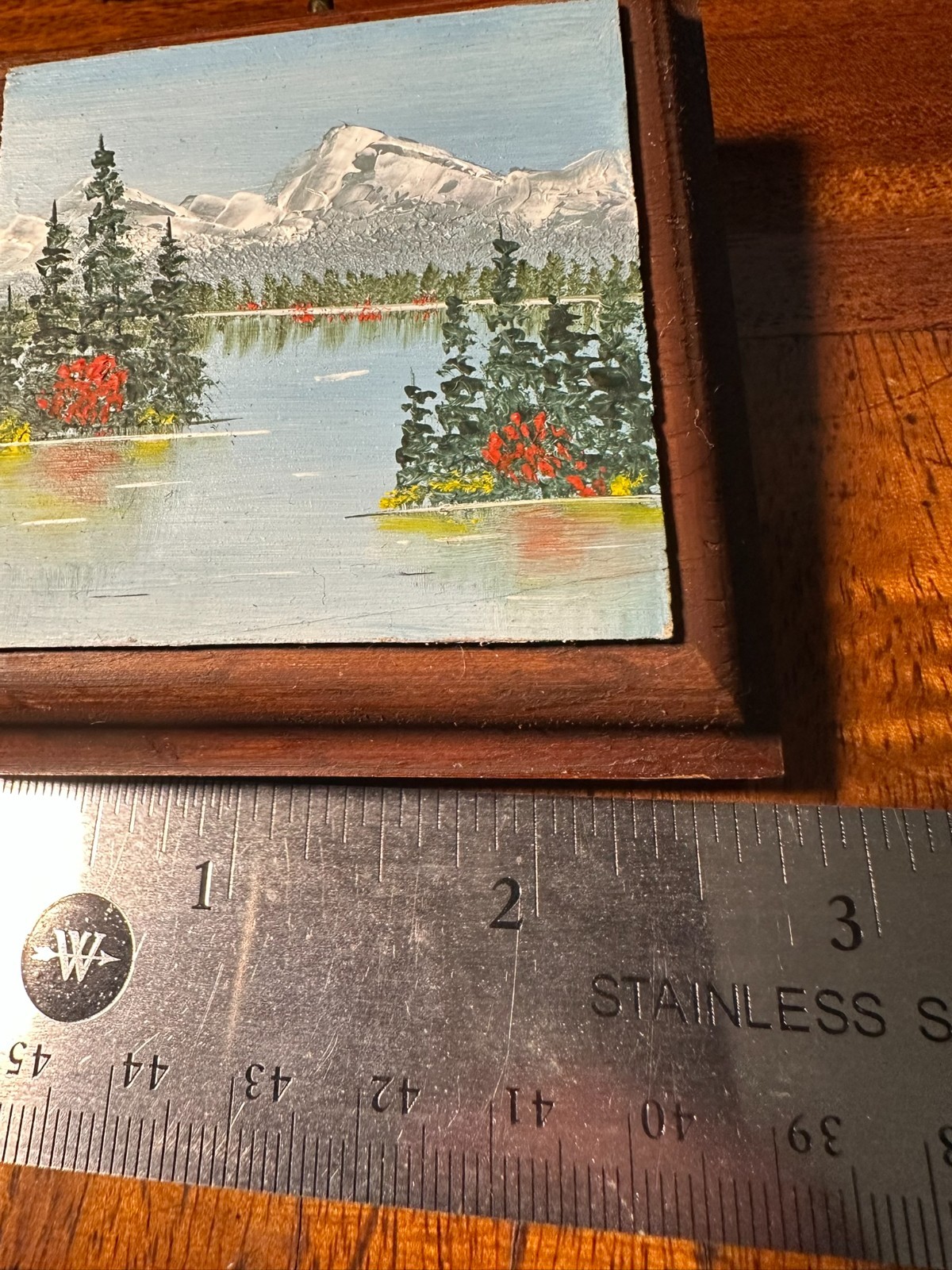 Set 3 Mini Hand Painted Wood Landscape Plaques Folk Art Wall Decor