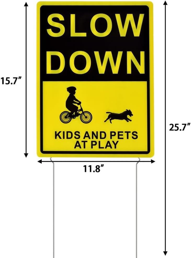 Kids & Pets Safety Sign 2-Pack with Stakes