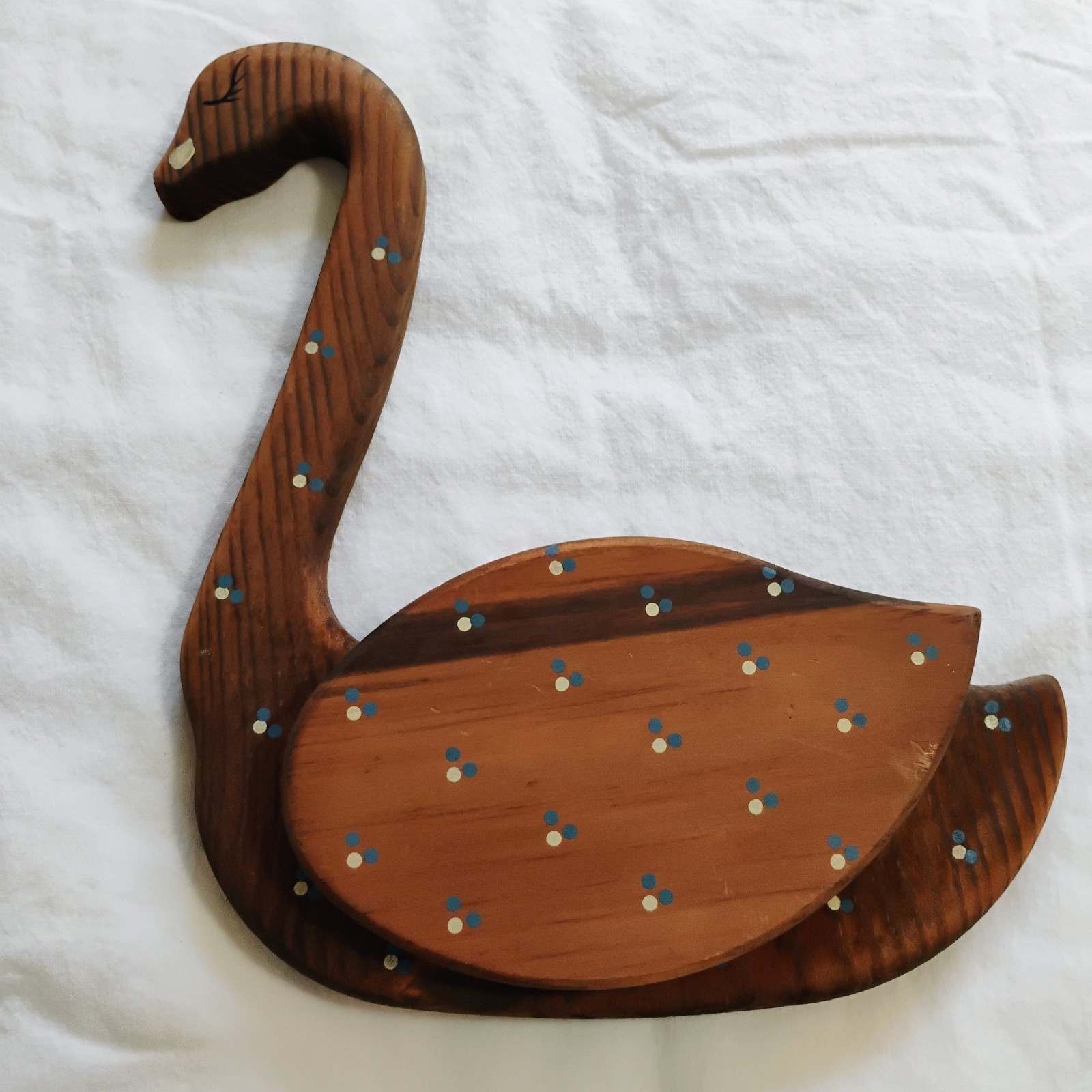 Vintage Wooden Duck Or Goose Wall Pocket Pair Set Of 2 Country Chic 90s Style