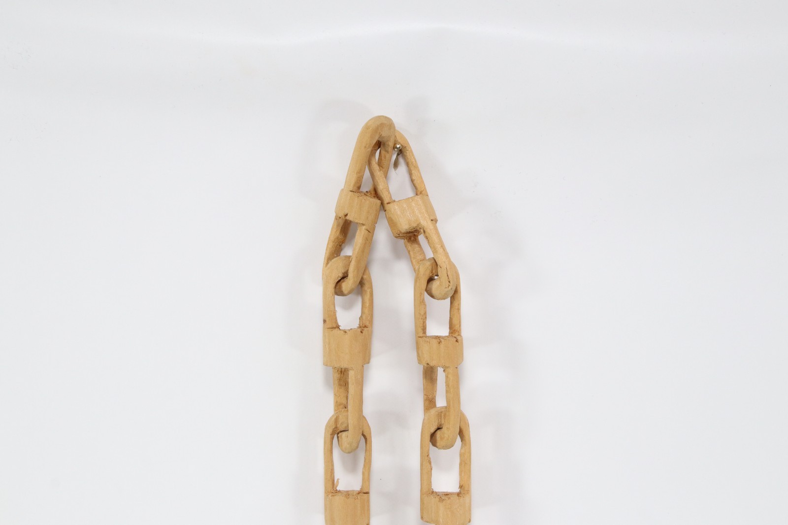 Vintage 1970s Norwegian Wood Wedding Spoons One Piece Linked Chain Folk Art