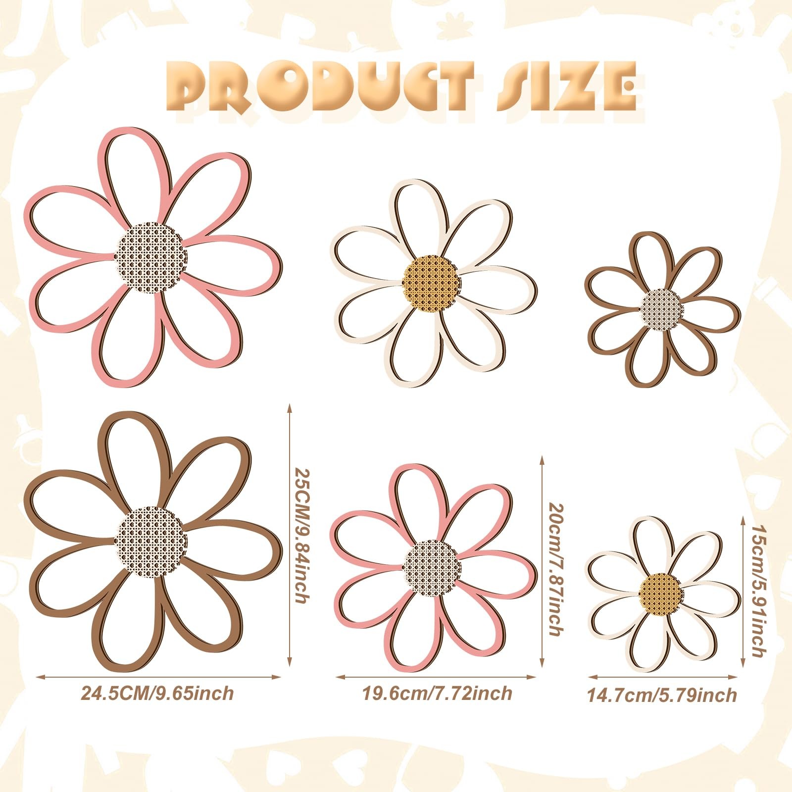 6 Pcs Daisy Wall Decor Wooden Daisy Wall Sculptures Art Flowers Signs Hanging…