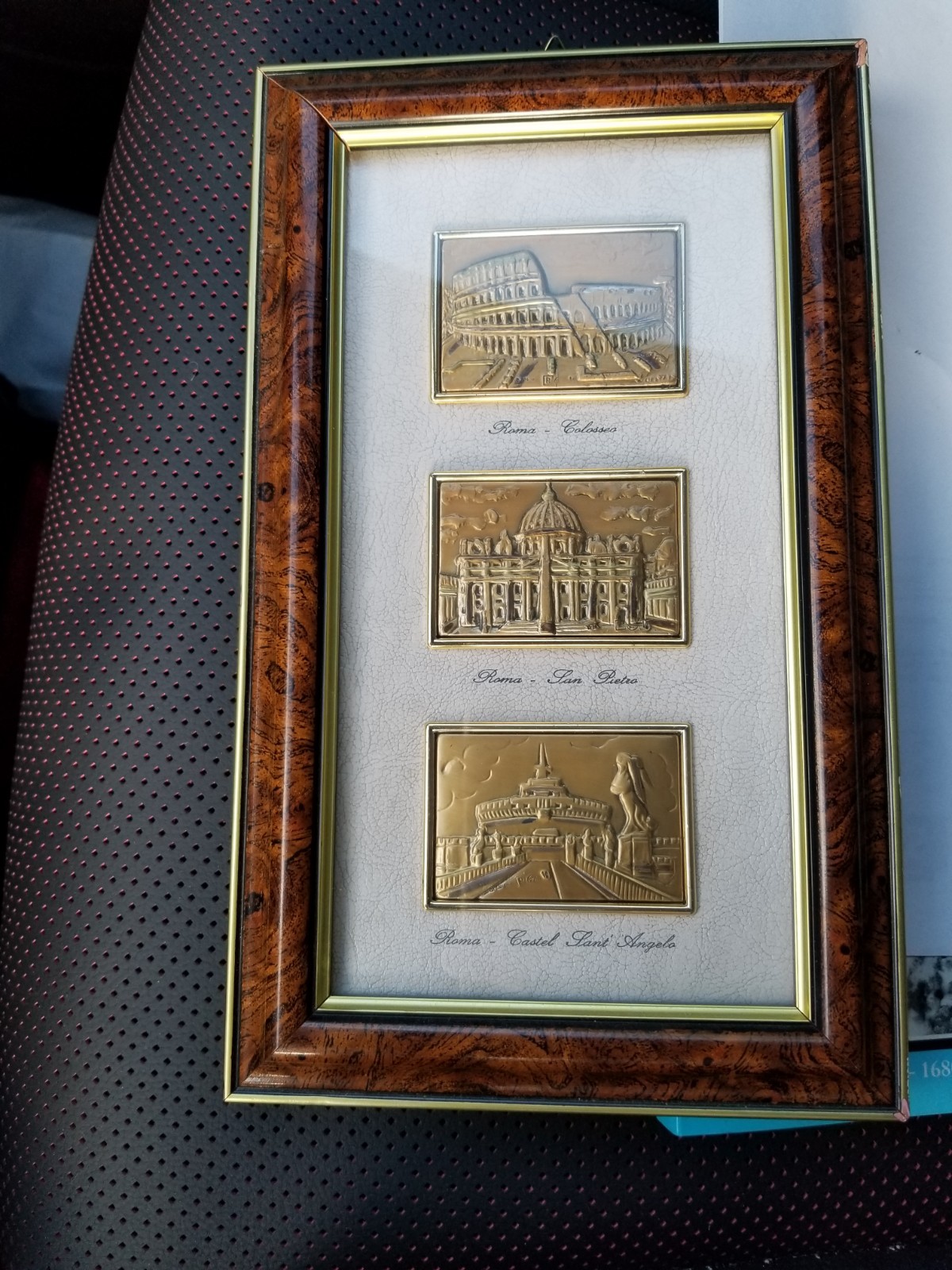 Italian 925 Sterling Silver Relief Rome Framed Colosseum, San Pietro, Sant Ange