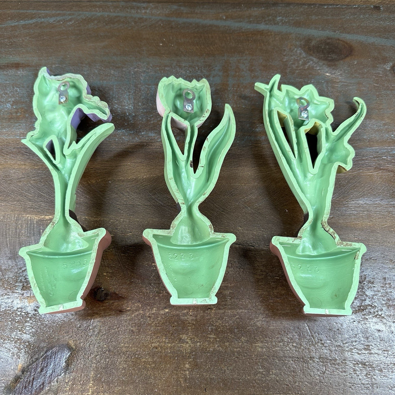 Vintage Homco Plastic Flower In Pots Wall Plaques / Wall Décor Made in USA 8”