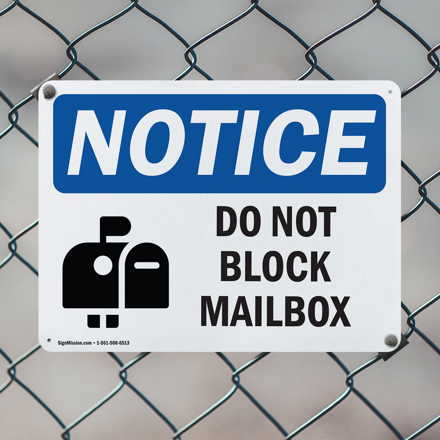 (2 Pack) Do Not Block Mailbox OSHA Notice Sign Decal Metal Plastic