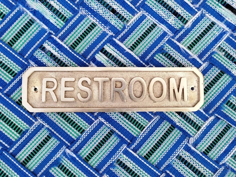 Restroom Plaques Custom Name Personalized Brass Plaque – Handmade Brass Plaque,