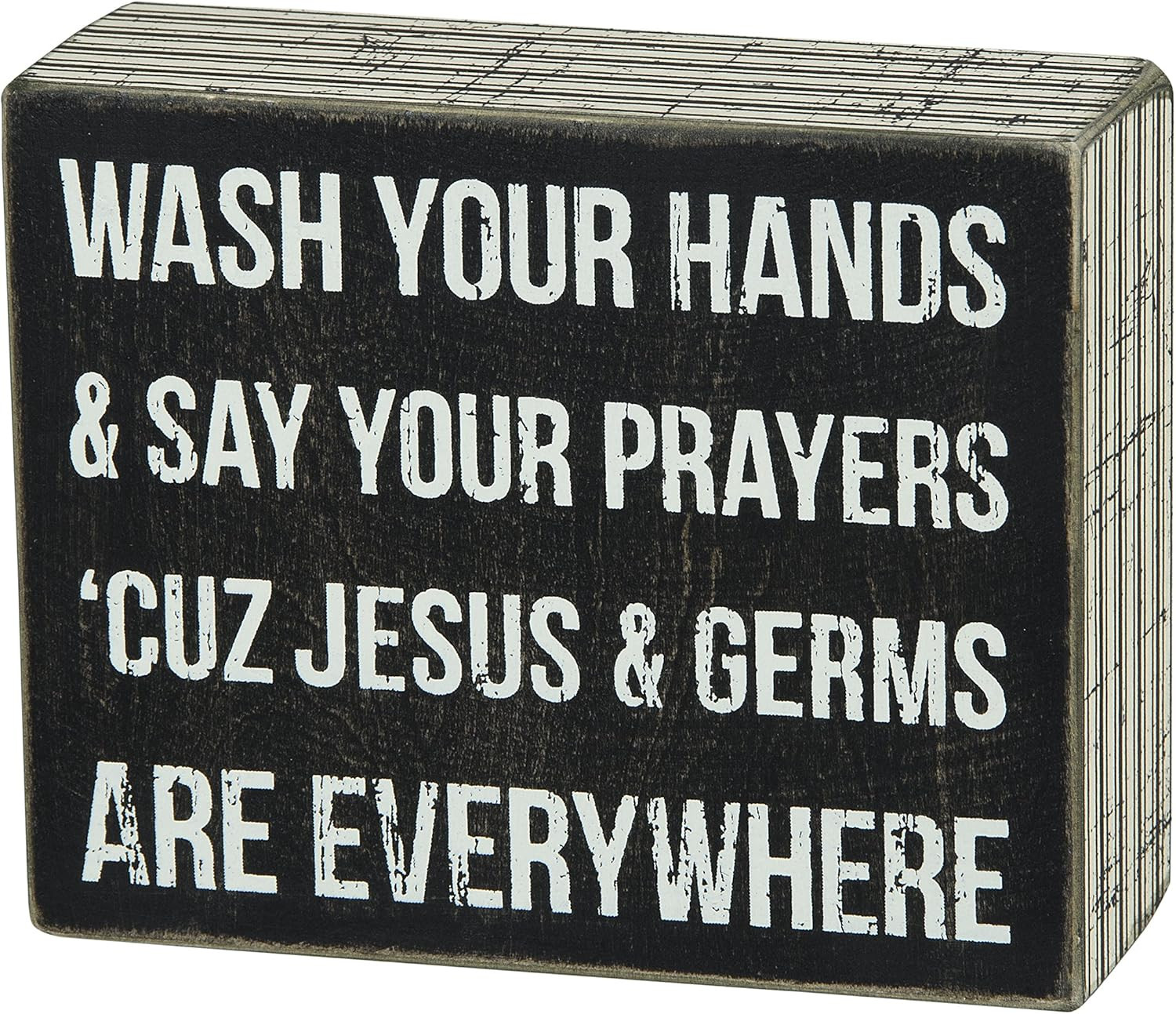 Box Sign, 4-Inch by 5-Inch, Jesus & Germs