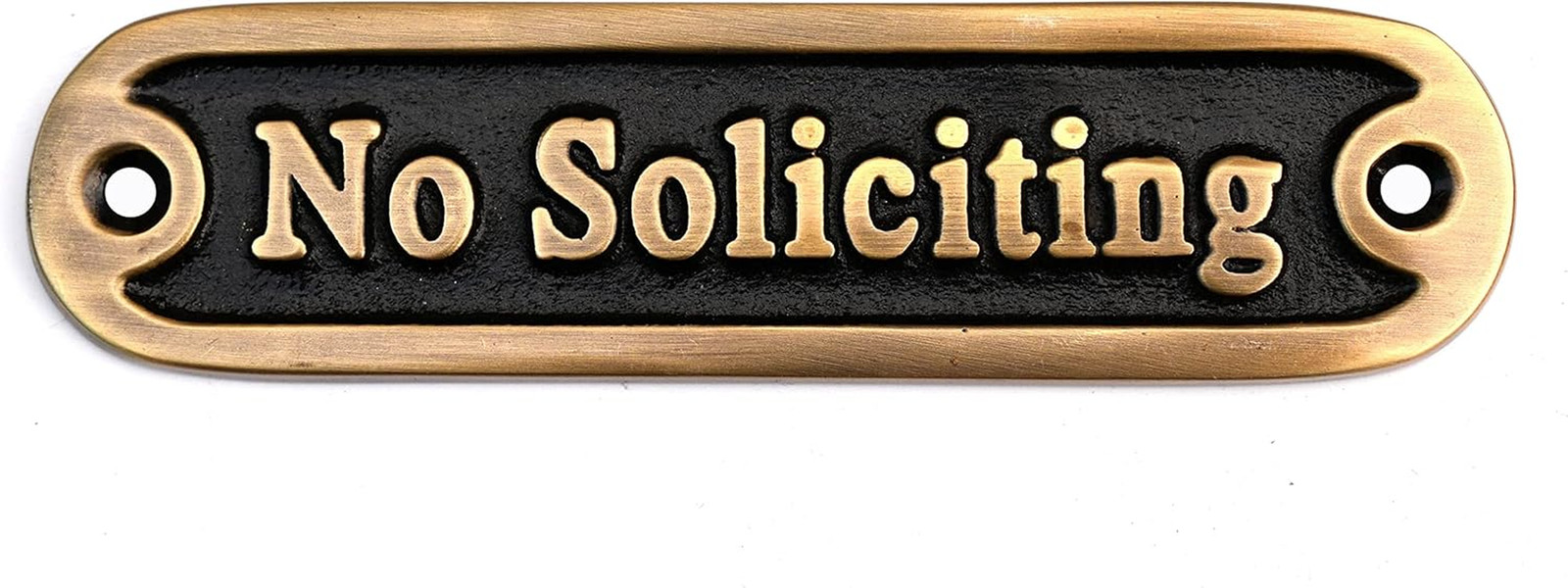 Brass No Soliciting Thank You Sign 5″ – Solid Brass Wall Plaque – No Soliciting