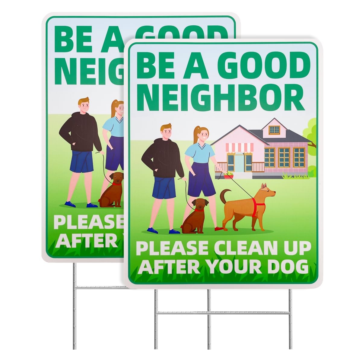 Clean Up After Your Dog Sign 12×9 No Pooping Yard Sign Be A Good Neighbor 2 Pack