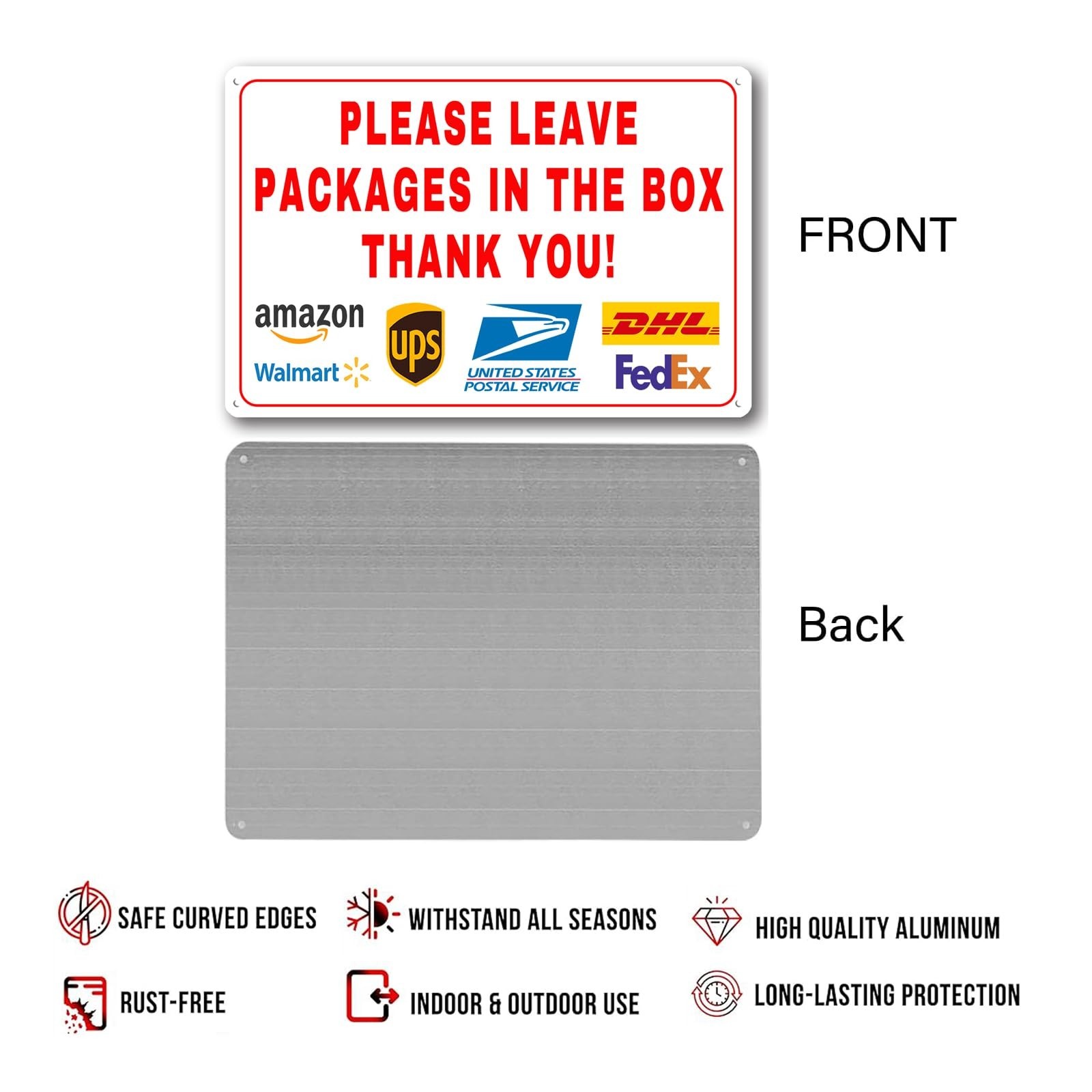 Aluminum Delivery Instructions Sign – Please Leave Packages in Box, 12″x18″ for