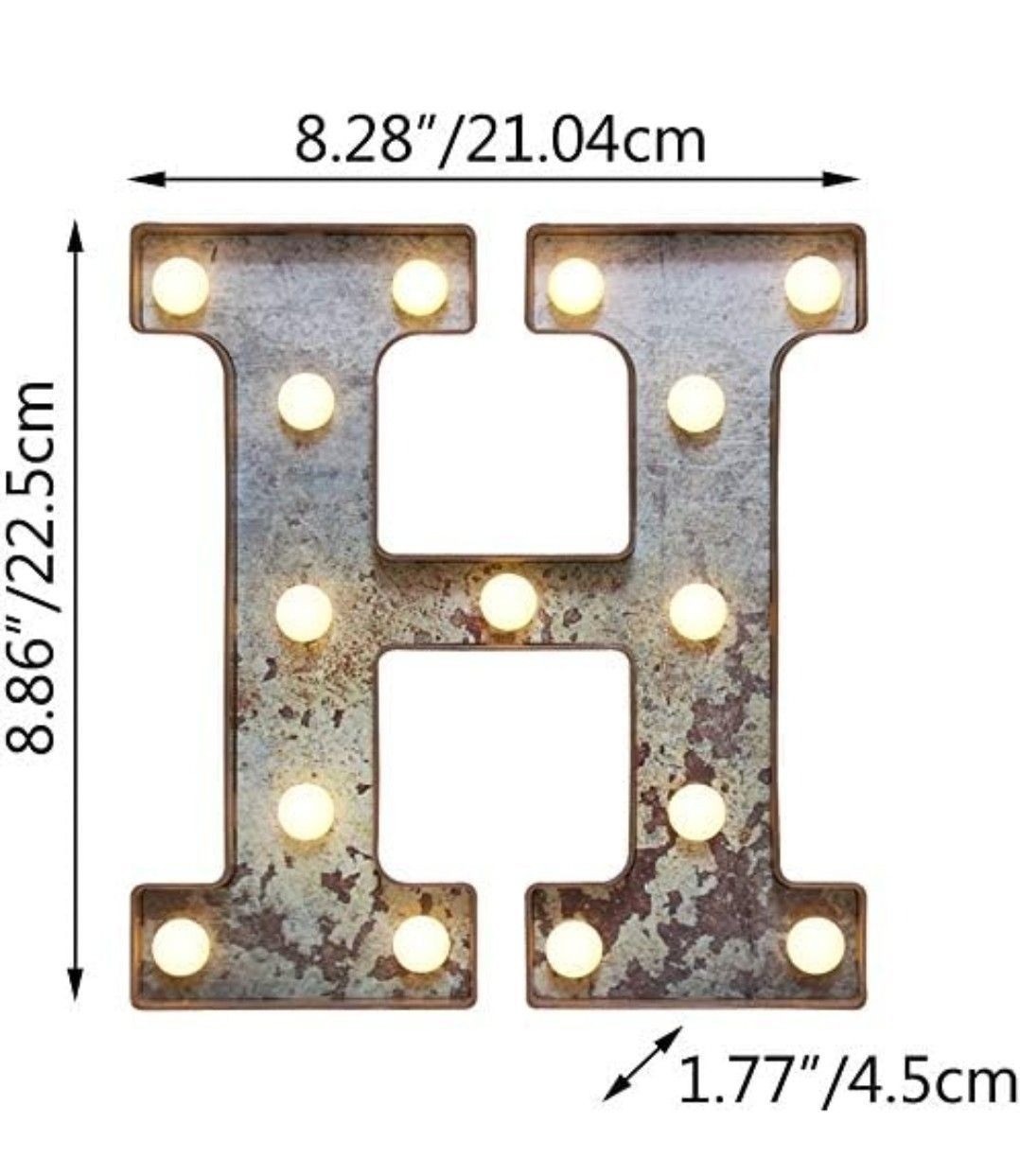“H” LED Marquee Light Up Letter Industrial Vintage Style Lighted Letter Rust Met