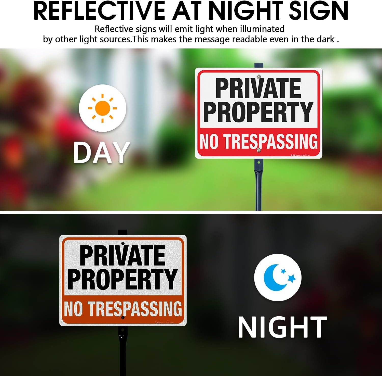 Large No Trespassing Sign with 54″ Metal Stake, Reflective Heavy Aluminum