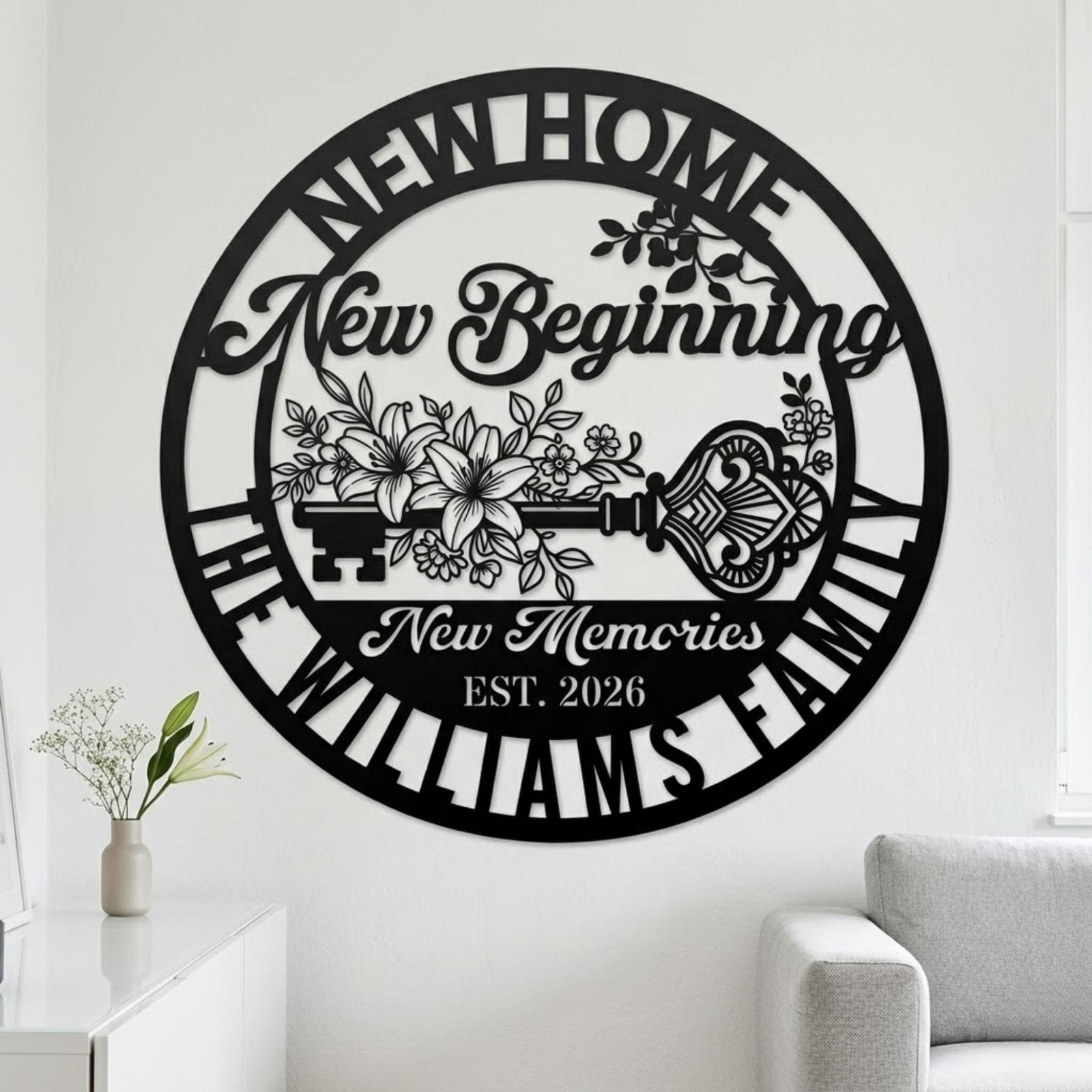 Personalized New Home Metal Sign Custom Family Name Established Date Wall Art
