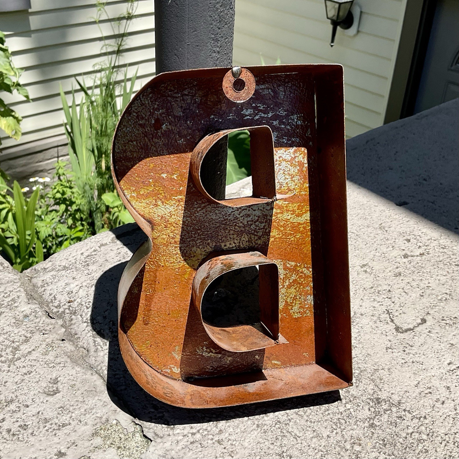 Metal letter B Aged Patina Rustic Decor Sign 9″ Farmhouse Industrial 3D