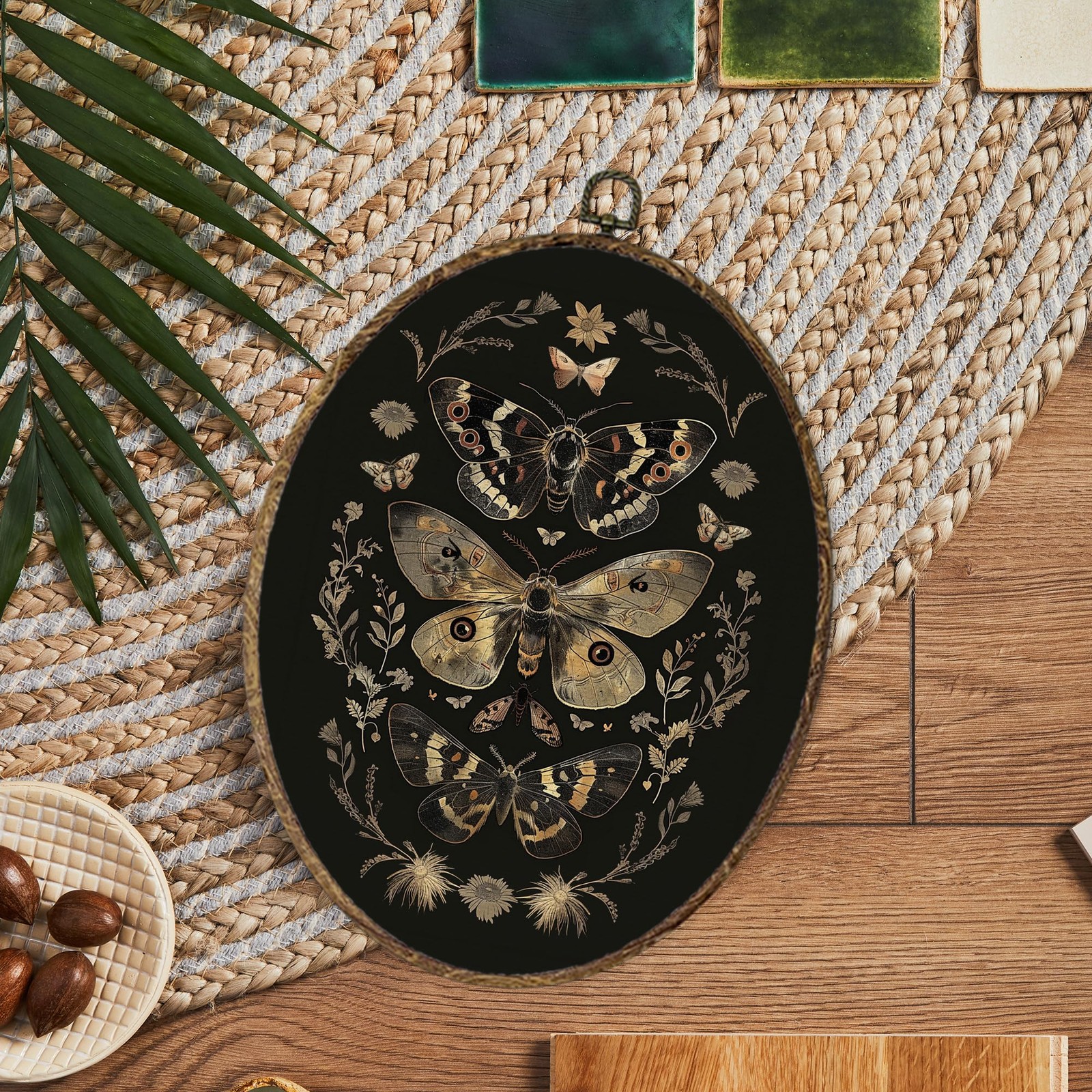 Black Moody Vintage Butterfly Oval Wall Art Decor, Dark Academia Cottagecore …