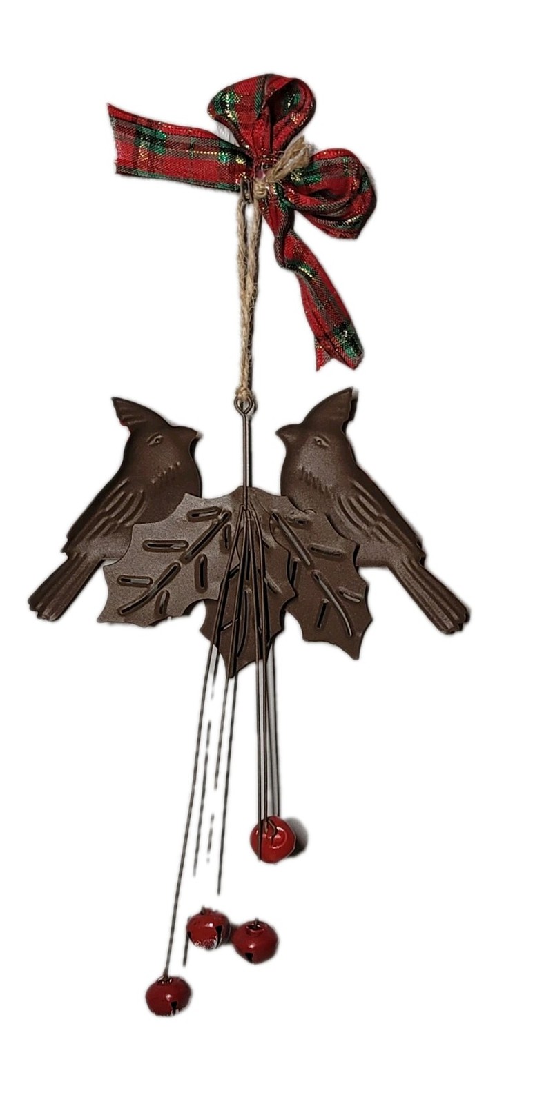 Decorative Metal Cardinal Wall Or Door Hanging With Bells