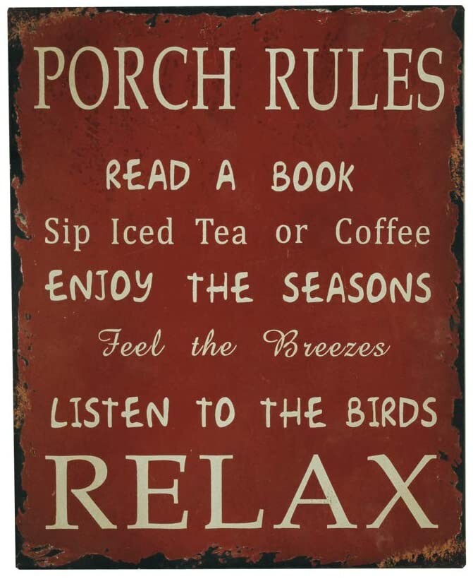 Rustic Porch Rules Sign ,Metal Antique Wall Sign Indoor Outdoor Home Decor