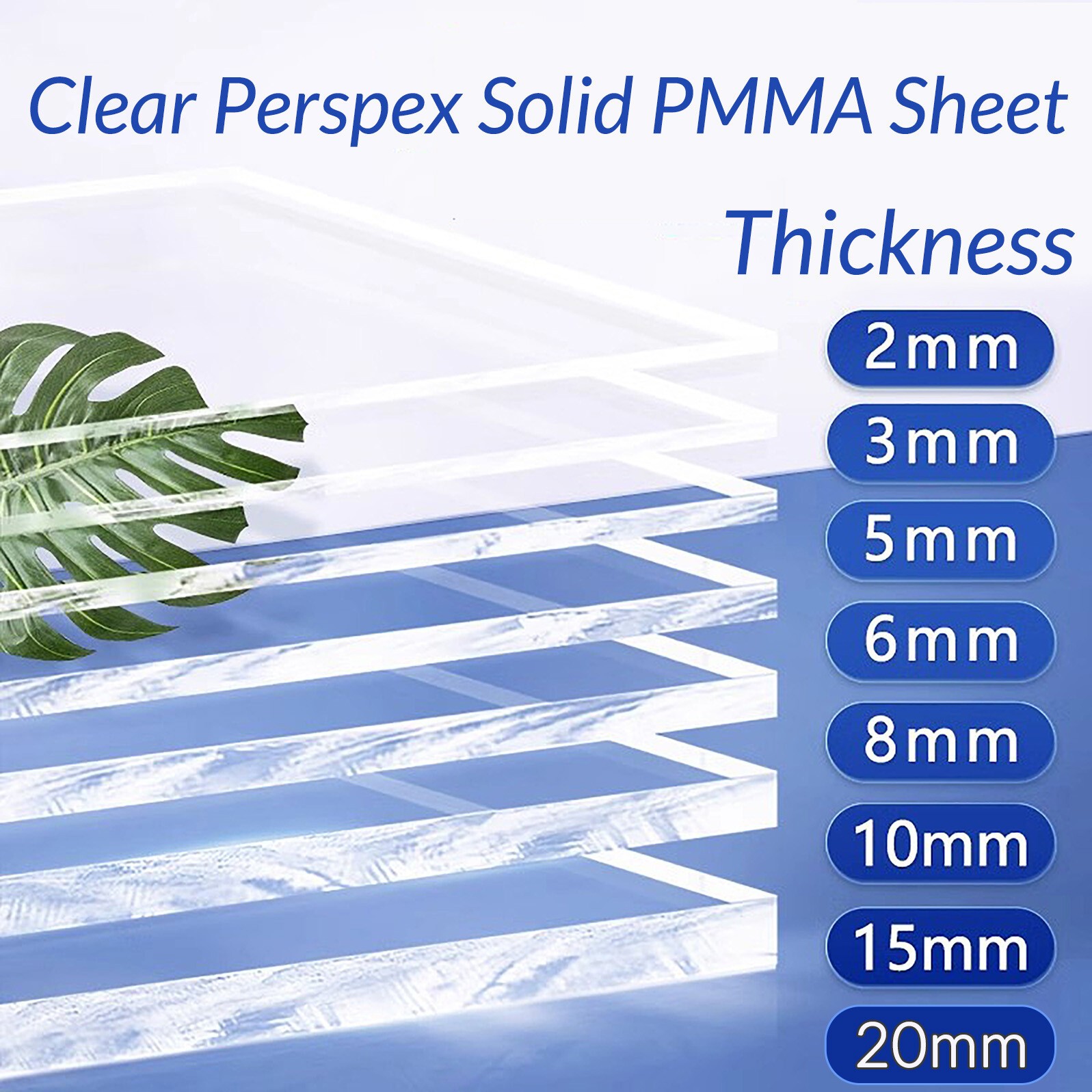 Clear PMMA Glass Plate Plastic Cut Sheet Panel Thick 1/1.5/2/2.5/3/4/5/6/8/10mm