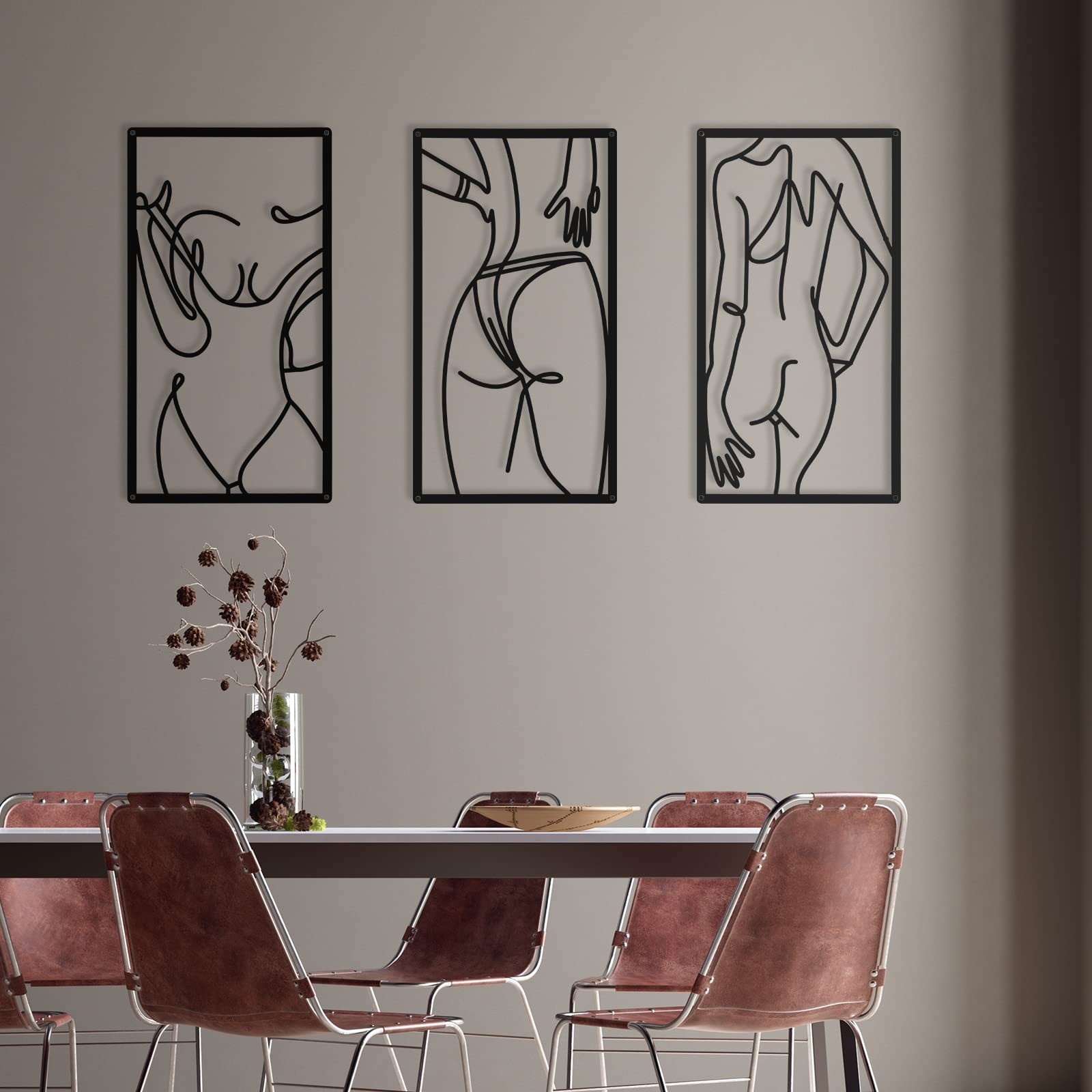 6 Pcs Modern Minimalist Wall Decor Abstract Woman Wall Art Single Line Metal …