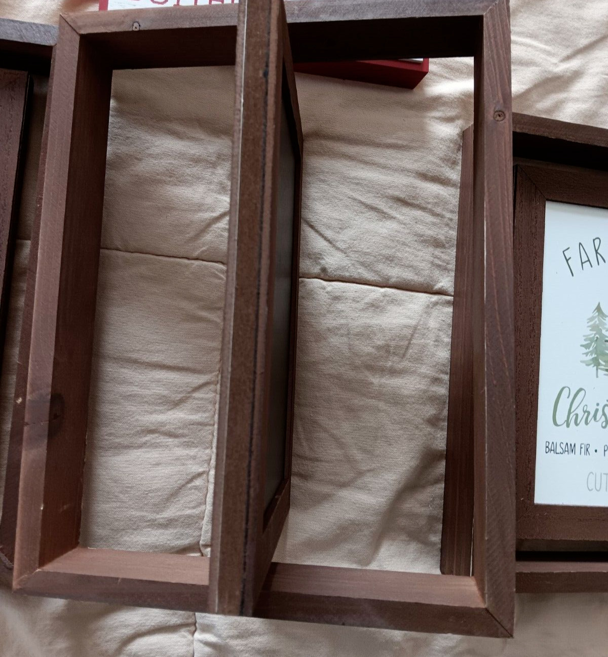 Wood Farm Fresh Christmas Tree Sign Decor Lot Chalkboard Easel Green White Brown