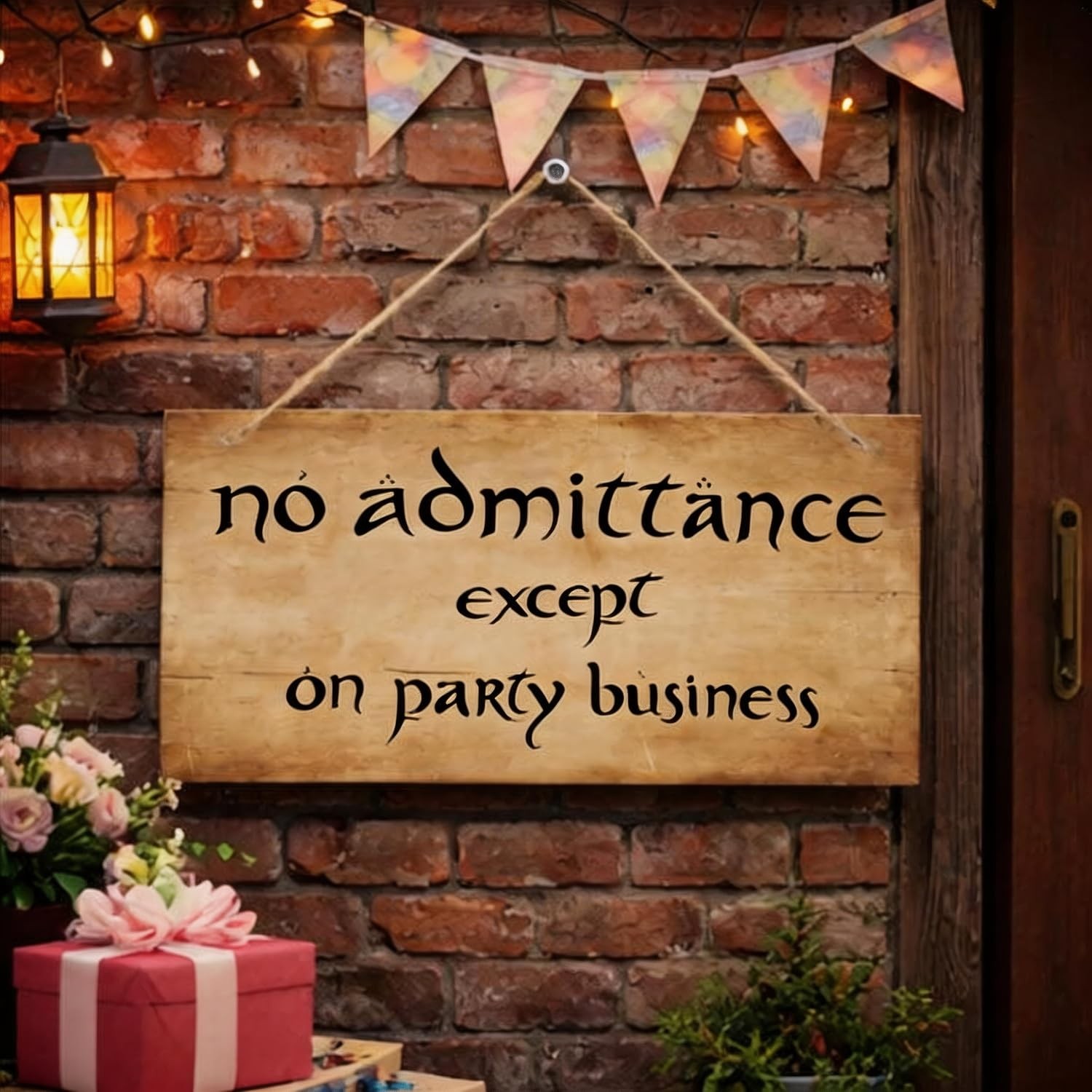 No Admittance Except on Party Business Sign, Funny Rustic 30x15cm, Color 01