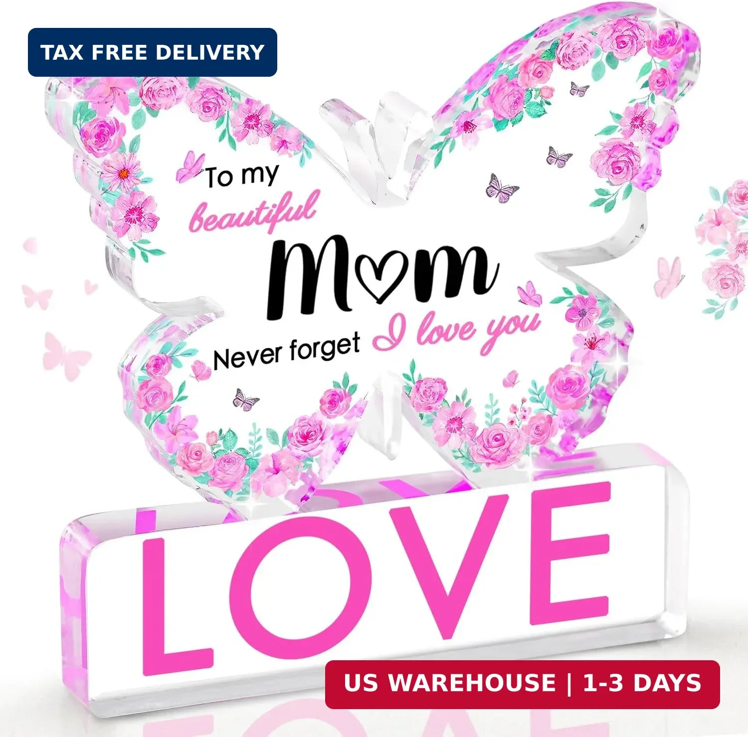 Gifts for Mom – Butterfly Acrylic Plaque, Birthday Valentines Day Presents