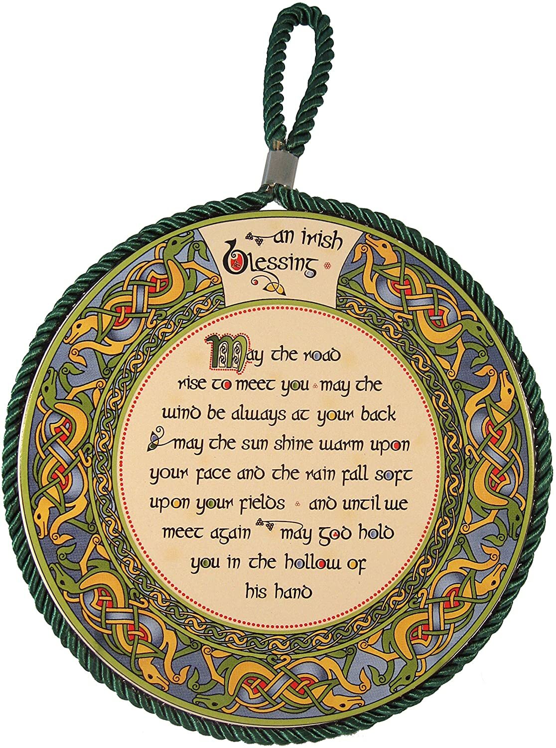 Irish Blessing Ceramic Wall Plaque Celtic Knots Rope Wall Hanging Home Decor 7″