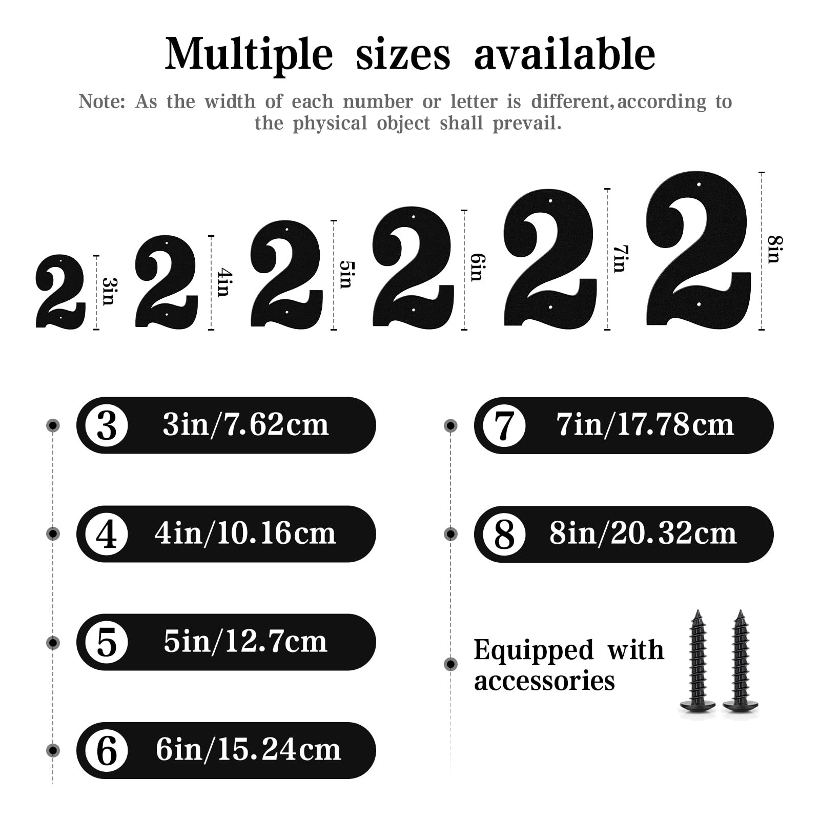 4″5″6″7″8″ House Numbers for Outside Modern Address Sign – Matte Black Metal …