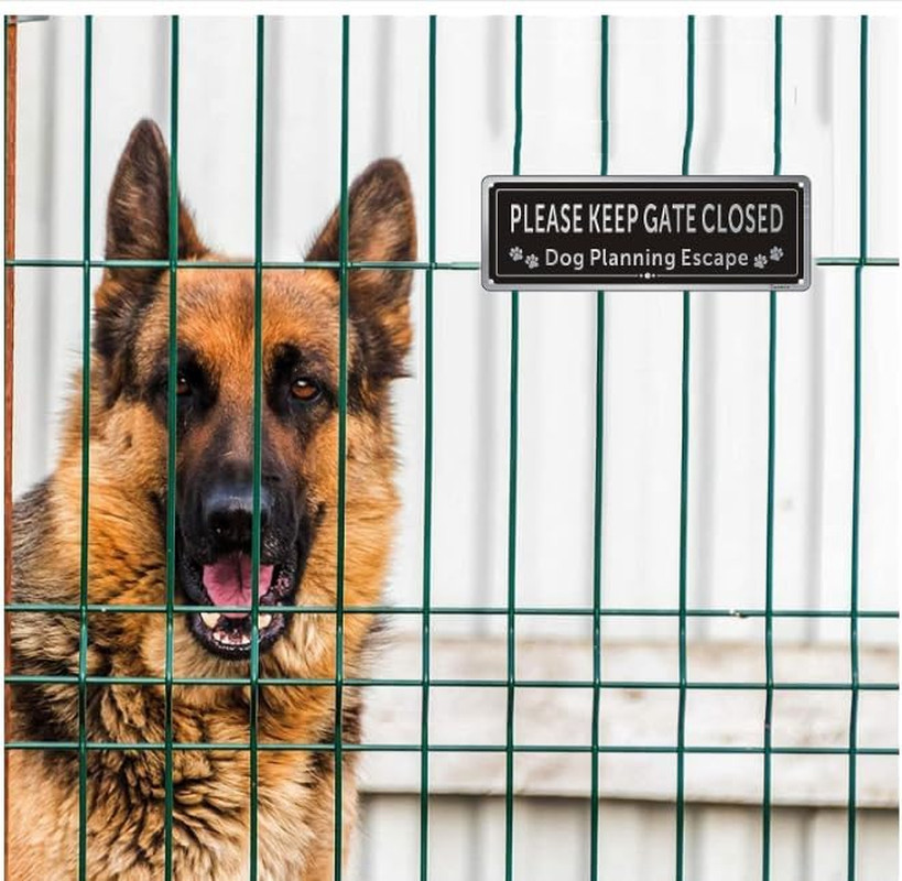 2 Pack Please Close The Gate Matal Sign – Dog Planning Escape Sign – Brushed …