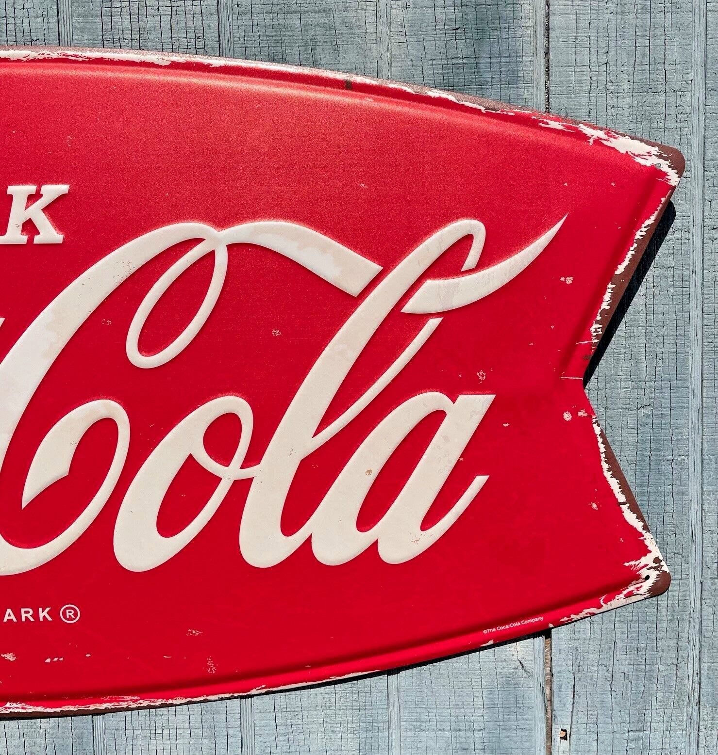 NEW! Reproduction Fishtail Coca-Cola / Coke Metal Sign 36in X 18in Vintage