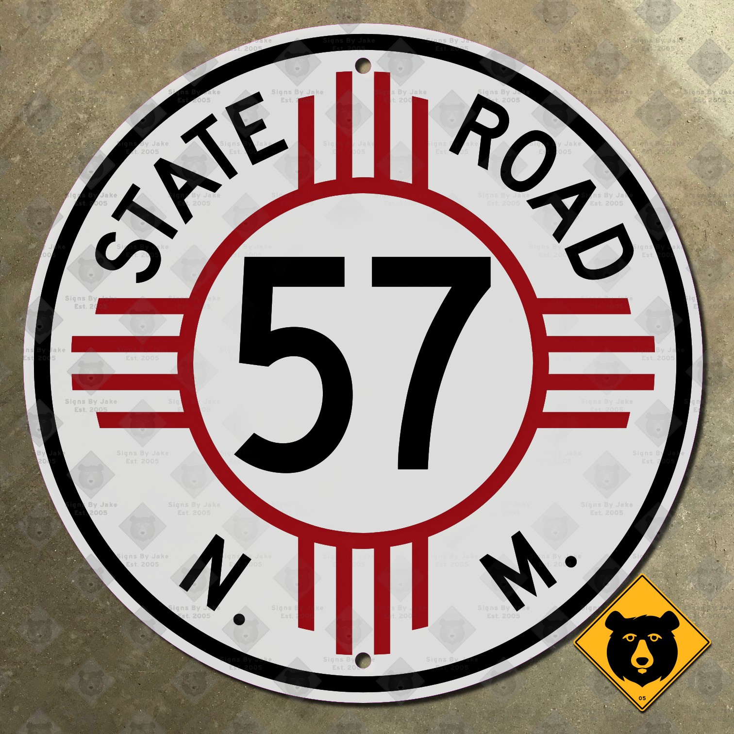 New Mexico State Road 57 route marker highway sign 1949 zia 16×16