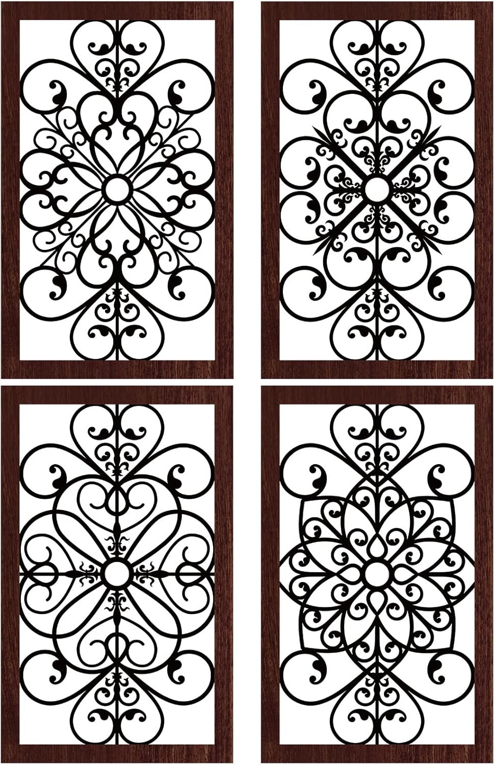 4 Pieces Thicken Rustic Wall Decor Modern Farmhouse Wooden Hollow Carved Design
