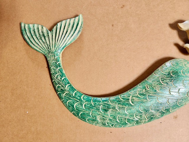 Swimming Mermaid with Shells Wall Hanging | 21×8″| Ready-to-Hang
