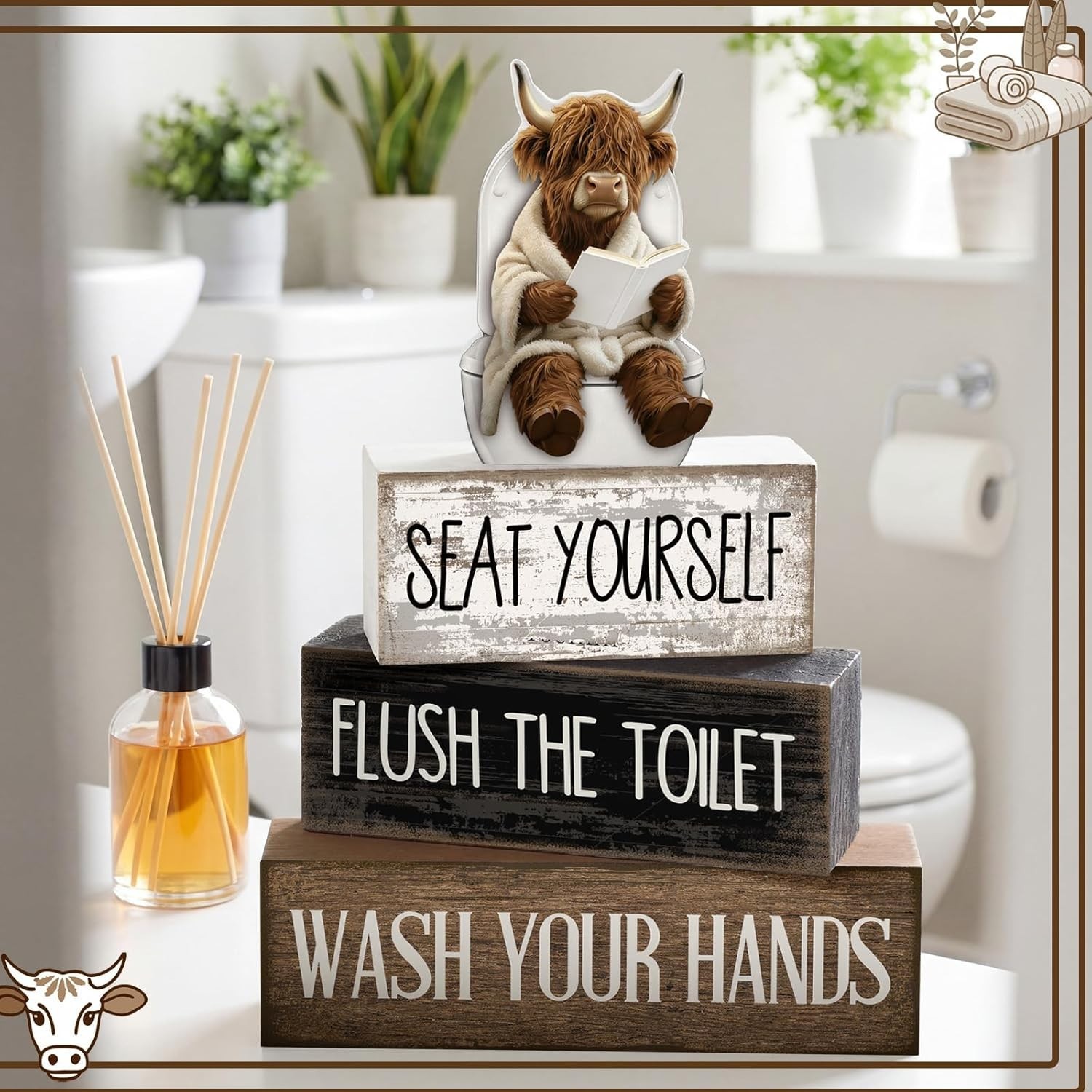 Funny Rustic Wooden Tiered Tray Signs