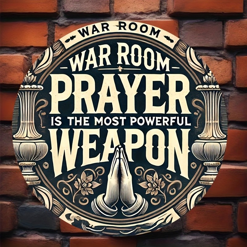 Tin Metal Sign War Room Prayer Round for Home Bar Outdoor Decor 8×8