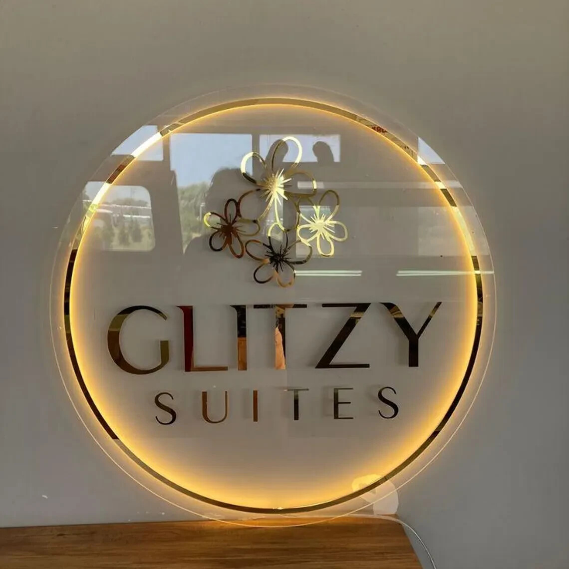 Custom Personalized Acrylic Logo Sign | Round Salon Spa Business Sign