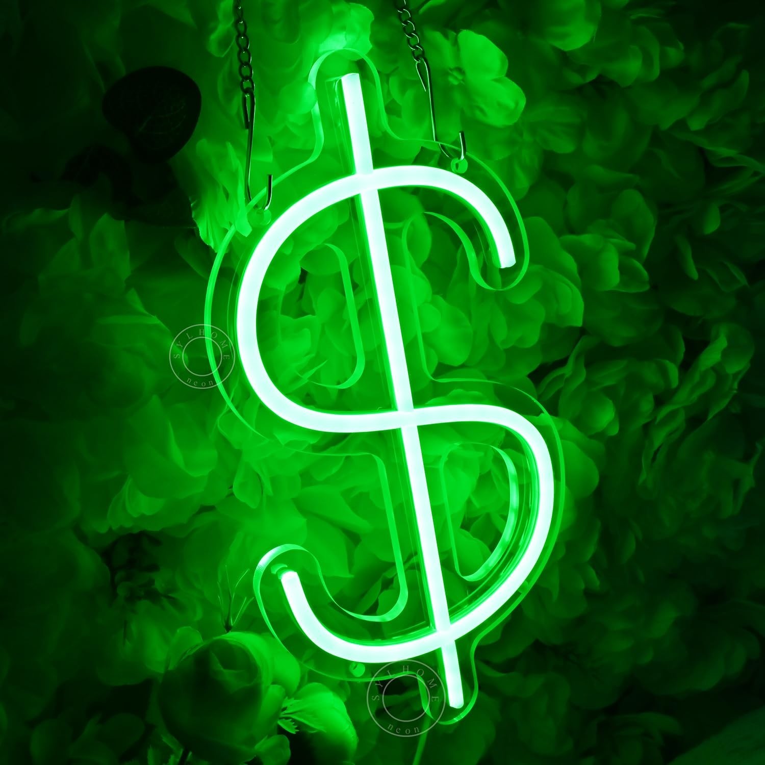 LED Dollar Sign Neon Light – Money Wall Decor for Home, Game Room, Bar, Office –