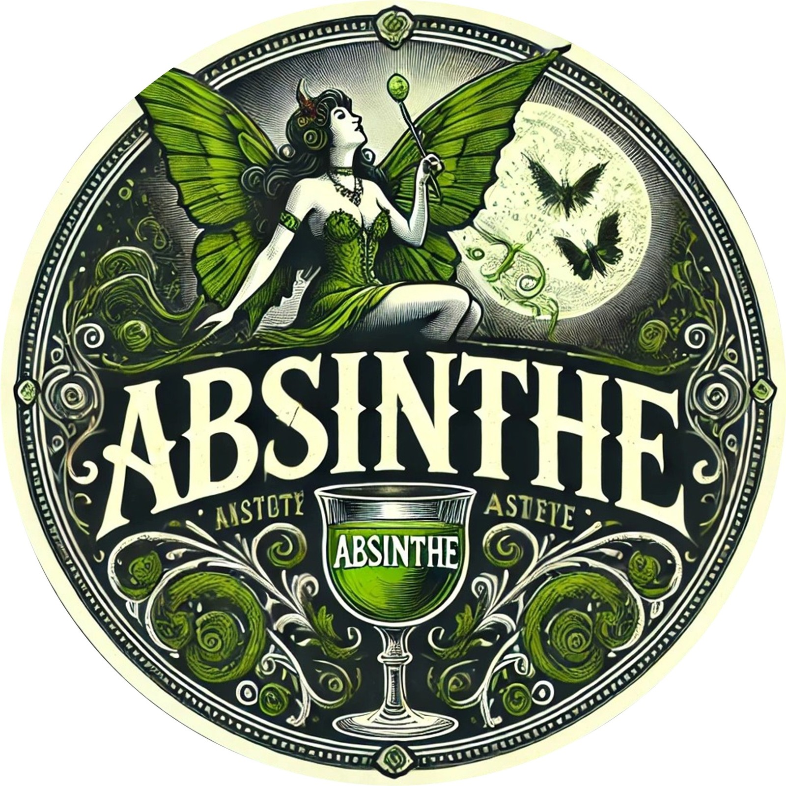 1pc, 8×8 inches Round Tin Metal Signs Absinthe Themed Aluminum Wall Art, Durable