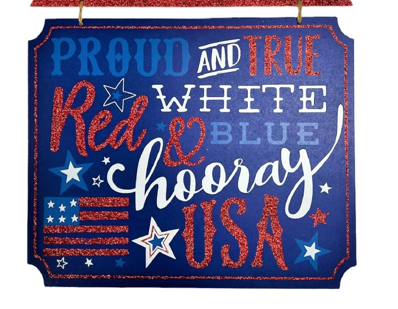 Patriotic Wall Decor Wood Hanging 12’’ x 13’’ Sign Celebrate America Memorial