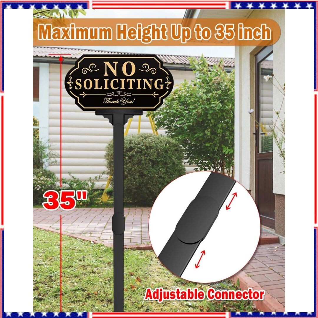 No Soliciting Sign for House with Stake – 50-Mil Thick Aluminum – 6X12 Inch/36 I