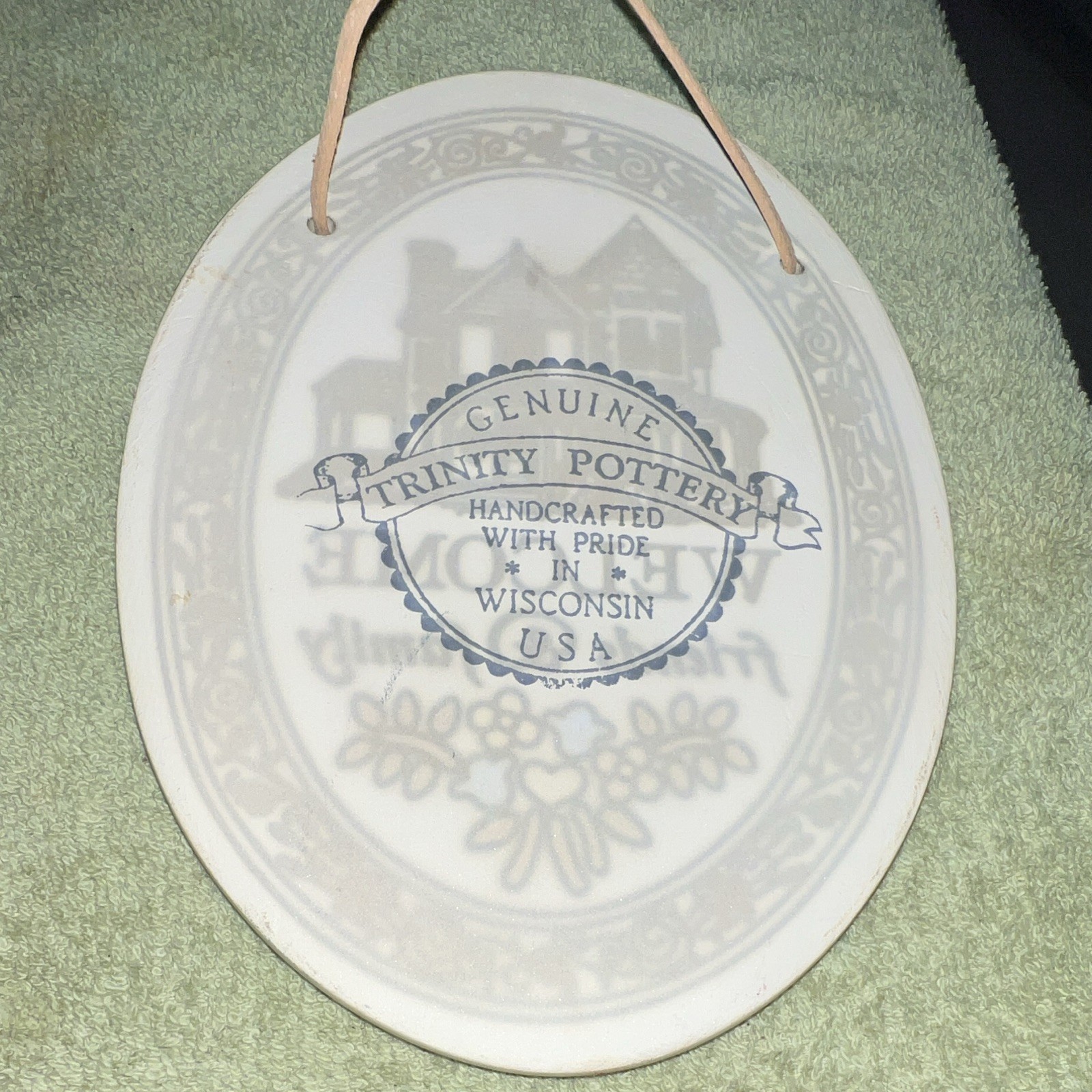 Trinity Pottery Welcome Friends & Family Oval Ceramic Hanging Plaque, Floral