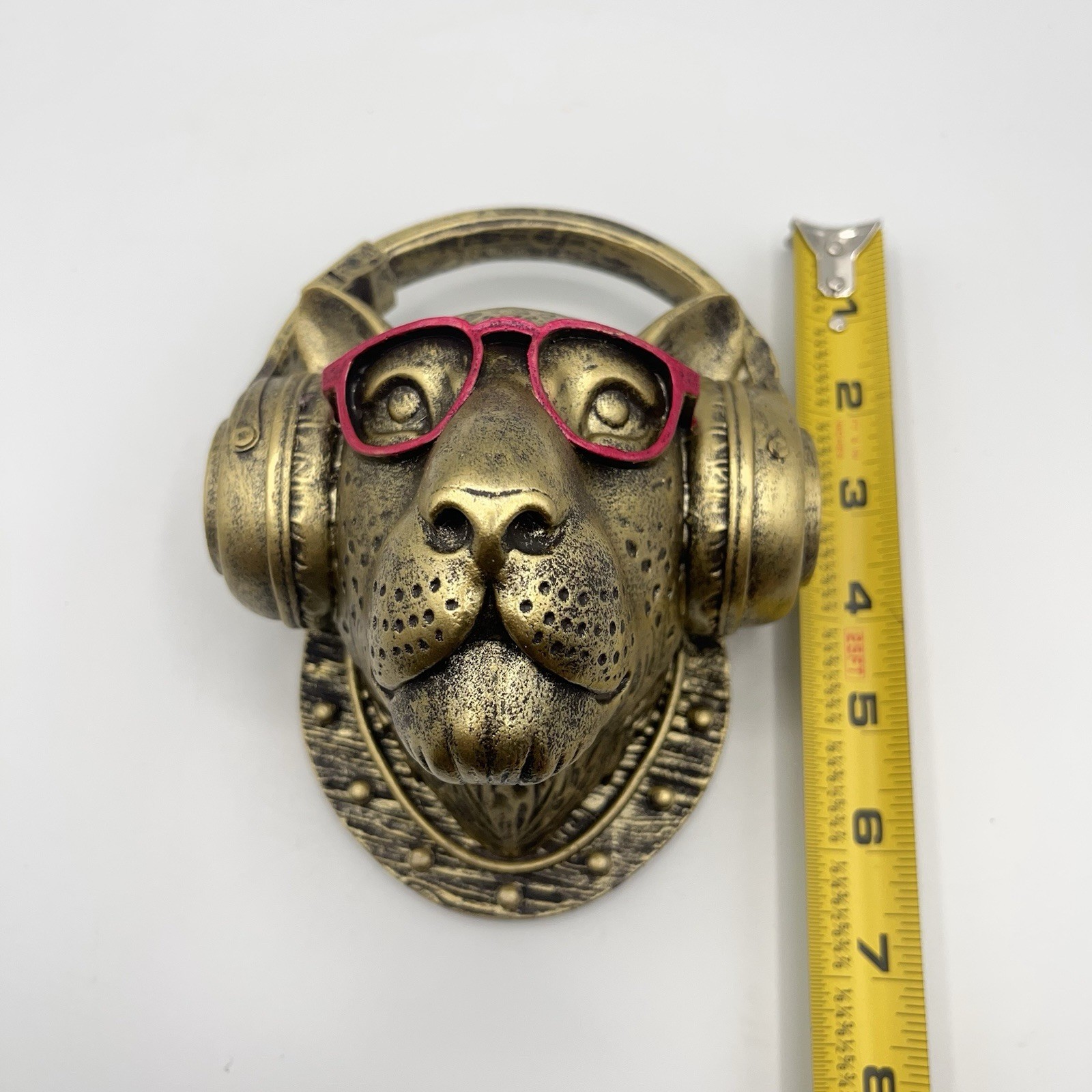 Resin Leopard Animal Head Wall Sculpture Bronze Painted Decor Wall Art