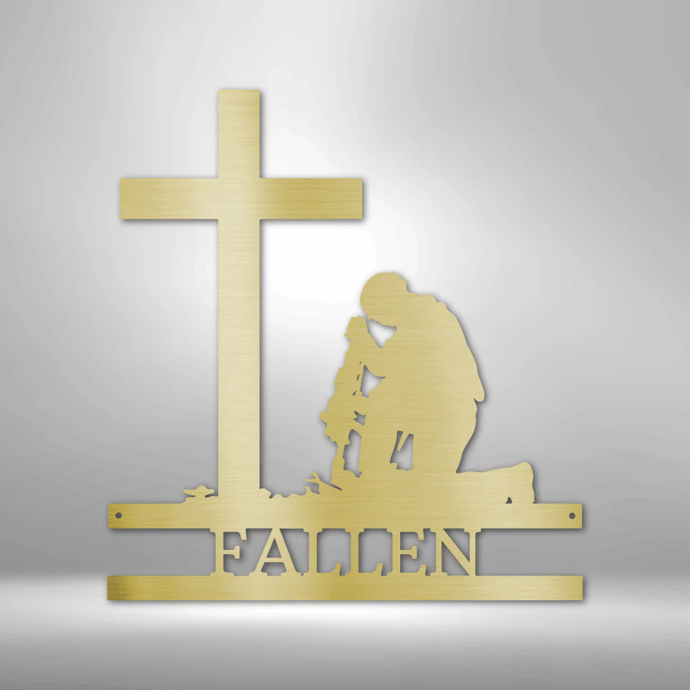 Personalized Kneeling Soldier Monogram Steel Si