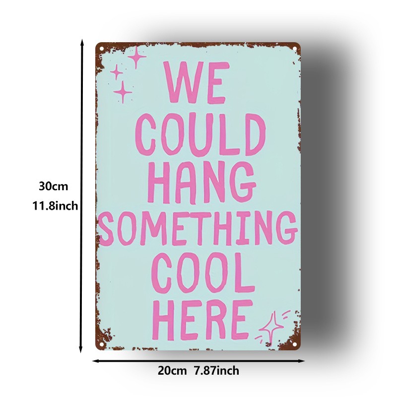 Metal Sign Pink Text 8X12 Inches Bathroom Decor
