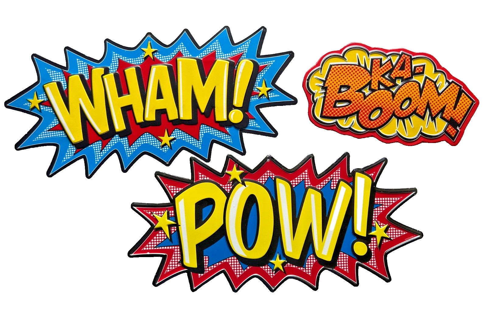 Batman KA-BOOM! Embossed Metal Sign Lot of 3 Open Road Superhero Marvel Comics