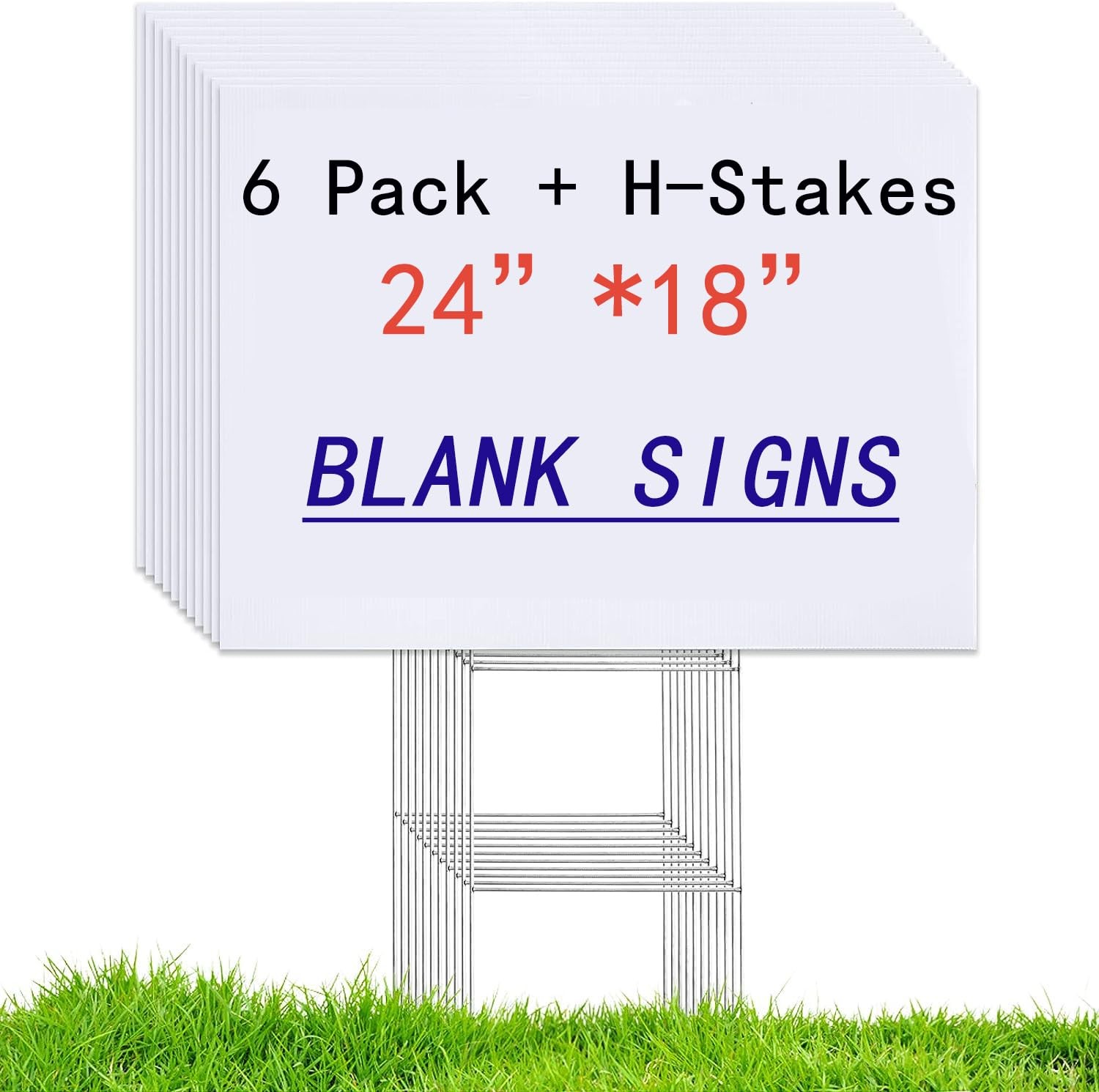 Blank Lawn Yard Signs 24″x18″ 4mm Corrugated Plastic – 6 Pack for Outdoor