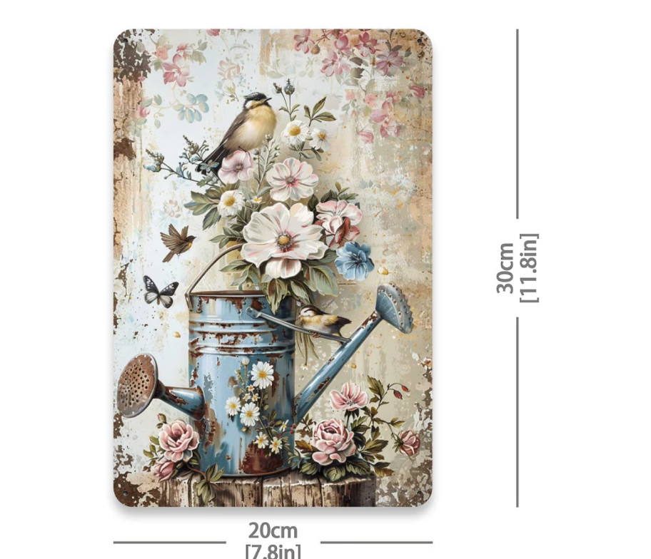 Victorian Wall Decor French Country Vintage Garden Spring Metal Tin Sign 8×12